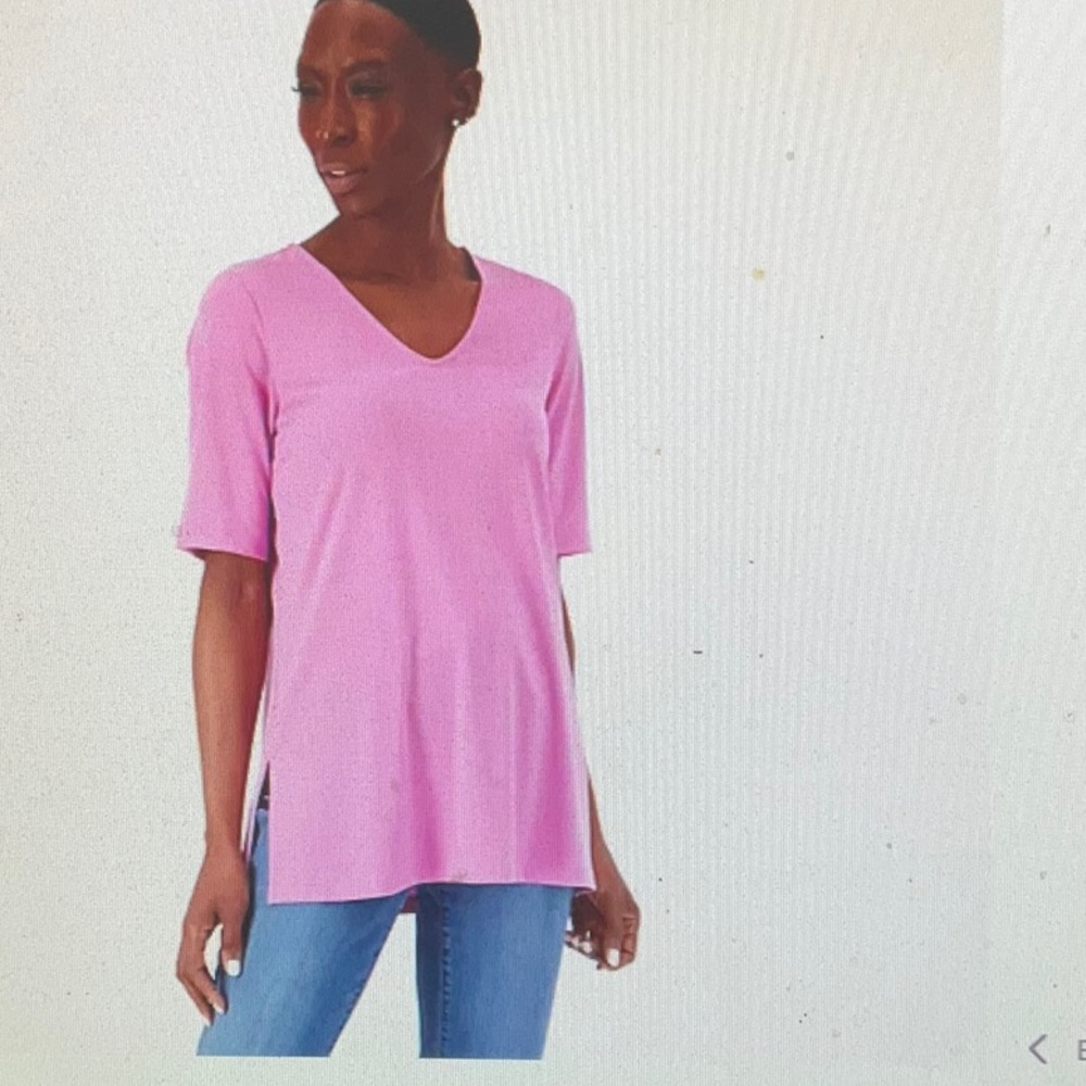 “As Is” Susan Graver Modern Regular Liquid Knot Tunic - 5X - Pink Hyacinth - NWT